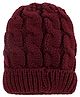 Pine Kids Knit Woollen Cap With Cable Knit Design Wine - Diameter 11.5 cm