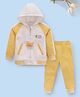 Mark & Mia Full Raglan Sleeves Hooded Winter Wear Suit with Bear Applique & Kangaroo Pocket - Yellow