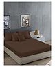 Klotthe Solid 400 TC Satin Super King Double Bedsheet with 2 Pillow Covers & 2 Cushion Covers - Brown