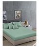 Klotthe Solid 400 TC Satin Fitted Super King Double Bedsheet with 2 Pillow Covers & 2 Cushion Covers - Light Green