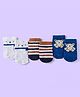 Cute Walk by Babyhug Knit Ankle Length Anti Bacterial Socks with Teddy & Stripe Design Pack of 3 - Navy Blue & White
