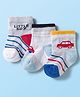 Cute Walk by Babyhug Knit Ankle Length Anti Bacterial Socks with Stripes & Car Design Pack of 3 - Multicolor