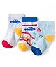 Cute Walk by Babyhug Knit Ankle Length Anti Bacterial Socks with Vehicle Design Pack of 3 - Red & Light Blue
