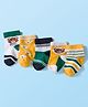 Cute Walk by Babyhug Knit Ankle Length Anti Bacterial Socks with Stripes & Bear Design Pack of 5 - Yellow & Green