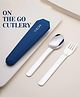 Theoni On-the-Go Stainless Steel Cutlery Set for Kids BPA Free, Dishwasher Safe Travel Spoon & Fork with Silicone Case Navy Blue