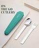 Theoni On-the-Go Stainless Steel Cutlery Set for Kids BPA Free, Dishwasher Safe Travel Spoon & Fork with Silicone Case Mint Green