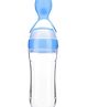 Bubble Trouble Feeding Spoon with Squeezy Food Grade Silicone Feeder Bottle, for Infant Baby, 90ml - Blue