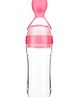 Bubble Trouble Feeding Spoon with Squeezy Food Grade Silicone Feeder Bottle, for Infant Baby, 90ml - Pink