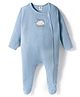ToffyHouse Waffle Knit Full Sleeves Sleepsuit With Text Embriodery - Light Blue