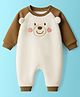 ToffyHouse Fleece Knit Full Raglan Sleeves Winter Wear Romper With Teddy Embroidery - Offwhite & Brown