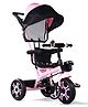 Kids Tricycle with Removable Canopy & Cushion Seat -Pink|Plug&Play Wheels|Direction Control PushHandle| Foldable Footrest| Sturdy&Durable Frame|Easy Assembling| Puncture Proof Tyres| Activity Gift