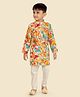 little desi Cotton Woven Full Sleeves Floral Printed Kurta Pyjama Set - Multi Colour