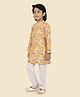 little desi Jacquard Woven Full Sleeves Abstract Printed Kurta Pyjama Set - Golden