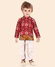 little desi Cotton Woven Full Sleeves Abstract Printed Dhoti Kurta Set - Red