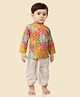 little desi Cotton Woven Full Sleeves Floral Foil Printed & Sequins Embellished Dhoti Kurta Set - Multi Colour