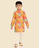 little desi Cotton Woven Full Sleeves Floral Printed Kurta Pyjama Set - Multi Colour