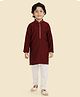 little desi Cotton Silk Woven Full Sleeves Placket Designed Kurta Pyjama Set - Maroon
