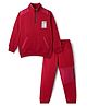 Pine Kids Looper Knit Winter Wear Solid Color T-Shirt & Joggers Set With Kangaroo Pocket - Maroon