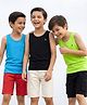 Pine Kids Cotton Knit Sleeveless Solid Assorted Vests Pack of 3 - Aqua Blue Green & Black