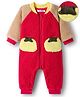 Mark & Mia Full Raglan Sleeves Winter Wear Romper With Applique Detailing - Red