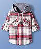 Pine Kids Cotton Woven Full Sleeves Hooded Shirt With Checks - Multicolor