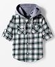 Pine Kids Cotton Woven Full Sleeves Brushed Hooded Shirt With Checks - Green