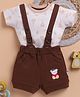Wonderchild Half Sleeves Boat Printed Tee & Gallice Shorts With Attached Suspender - Skin & Choclate