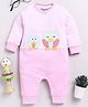 Wonderchild Full Sleeves Owl Patch Embroidered & Striped Romper - Pink