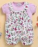 Wonderchild Floral Printed Dungaree With Half Sleeves Tee Set - Mauve