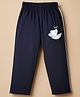 Tango Single Jersey Knit Full Length Track Pant With Elephant Print - Navy Blue