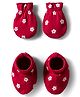 Babyhug 100% Cotton Interlock Knit Mittens & Booties Set with Floral Print - Red