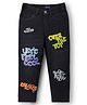 Pine Kids Denim Full Length Washed Jeans With Text Print - Black