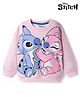 Bonfino Disney Terry Knit Drop Shoulder Full Sleeves Oversized Sweatshirt with Stitch & Angel Graphic - Light Pink