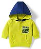 Doodle Poodle 100% Cotton Knit Full Sleeves Hooded Sweatshirt With Text Print & Kangaroo Pockets - Navy Blue & Lime Green