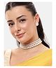 Mansiyaorange 3-Layer White Pearl Choker Necklace Set with Floral Stud Earrings | Traditional Bridal Jewelry for Women | Wedding, Ethnic & Festive Wear Pearl Choker Set