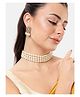 Mansiyaorange 4-Line Pearl Choker Necklace Set with Antique Plated Kundan Studded Earrings | Traditional Bridal Jewelry for Women | Festive & Wedding Wear Set