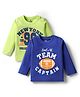Doodle Poodle 100% Cotton Knit Full Sleeves T-Shirts with Sport Theme Print Pack of 2 - Navy Blue & Lime Green