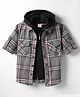 Rikidoos Full Sleeves Checked Shirt With Attached Hooded Tee - Grey & Navy Blue