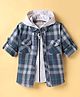 Rikidoos Full Sleeves Checked Shirt With Attached Hooded Tee - Blue & Melange