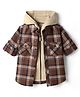 Rikidoos Full Sleeves Checked Shirt With Attached Hooded Tee - Brown & Fawn