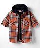 Rikidoos Full Sleeves Checked Shirt With Attached Hooded Tee - Rust & Navy Blue