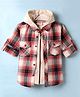Rikidoos Full Sleeves Checked Shirt With Attached Hooded Tee - Orange & Cream