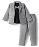 Rikidoos Full Sleeves Textured Blazer & Pant With Bow Applique Detailed Tee Set - Grey & Black