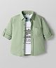 Rikidoos Full Sleeves Textured Shirt With Typography Printed Tee Set - Pista & White