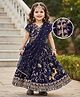 Babyhug Georgette Woven Half Sleeves Choli Lehenga & Dupatta Set with Floral Embroidery - Navy Blue