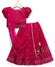 Babyhug Georgette Woven Half Puffed Sleeves Choli Lehenga Set with Dupatta Embroidery & Sequin Detailing - Dark Pink