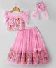 Babyhug Georgette Woven Frill Sleeves Choli Lehenga Set with Dupatta Embroidery & Sequin Detailing - Pink