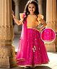 Babyhug Georgette Woven Flutter Sleeves Choli Lehenga & Dupatta Set with Floral Embroidery - Fuschia & Yellow