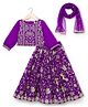 Babyhug Woven Three Fourth Sleeves  Embroidered Choli Lehenga Set with Dupatta - Purple