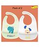 Joy Buzz Waterproof Silicone Feeding Bib With Adjustable Strap Pack Of 2 - Green,Offwhite